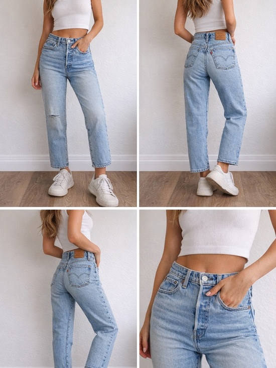 Levi's Denim - Levi’s 501 Jeans W26 Cropped Straight Leg Light Wash Distressed Vintage Fit